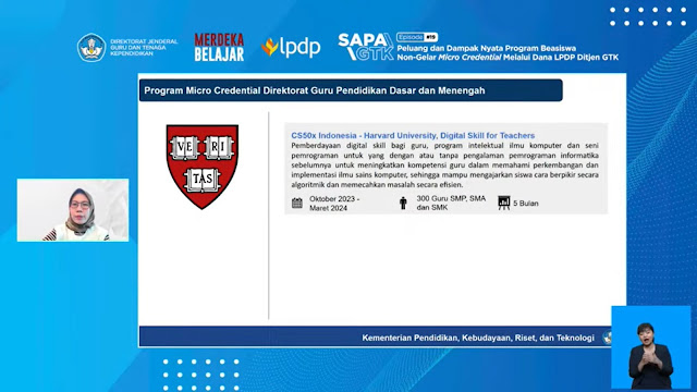 Webinar SAPA GTK episode 19 Peluang dan Dampak Nyata Program Beasiswa Non-Gelar Micro Credential Melalui Dana LPDP Ditjen GTK 2